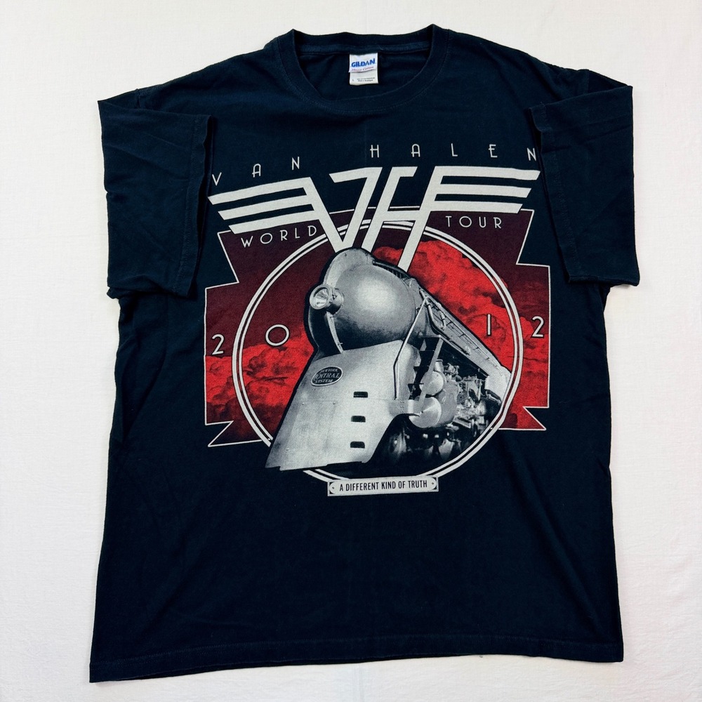 Van Halen T-Shirt Mens Large Black 2012 World Tour Graphic Gildan Tee